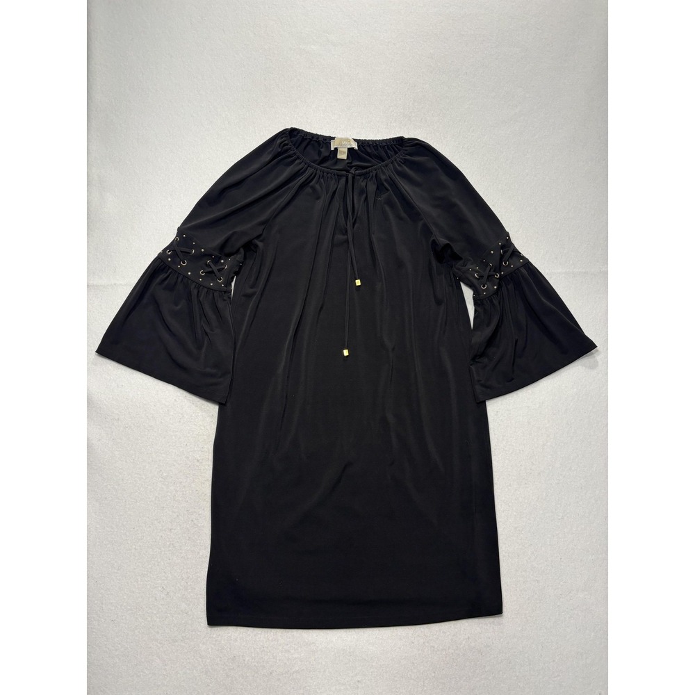 MICHAEL Michael Kors Dress Womens Small Black Scoop Neck Studded Bell Sleeve